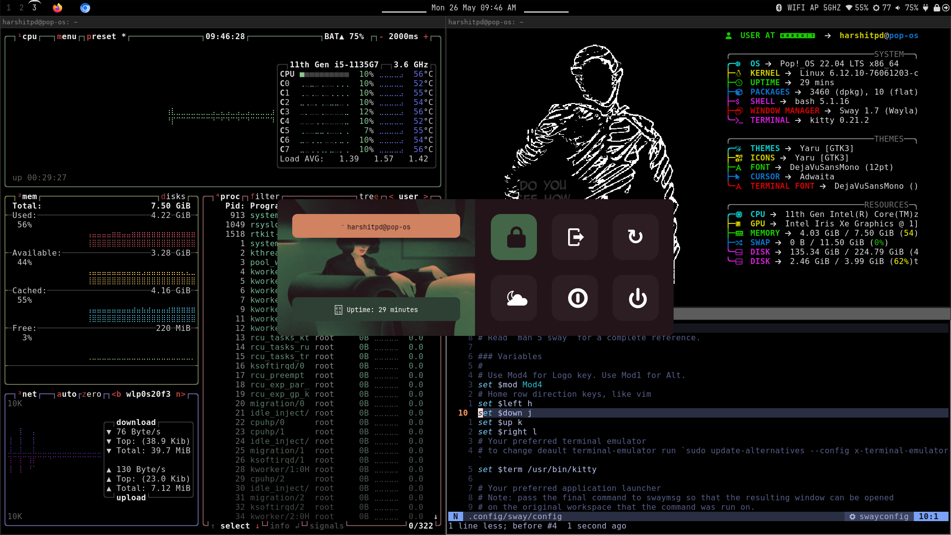 Screenshot of SwayWM config